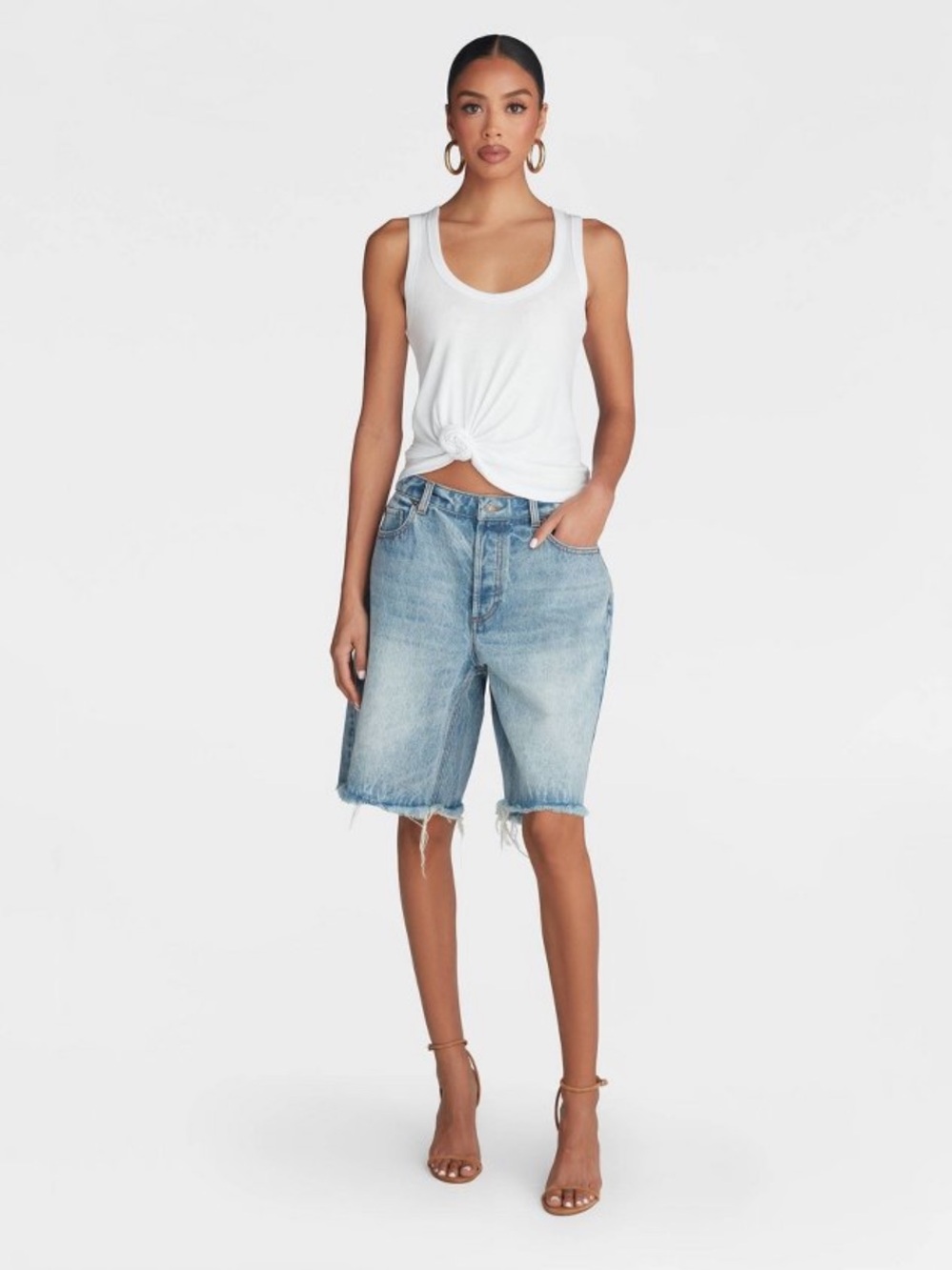 KBB by KAHLANA Women's 'The Denim Bermuda Shorts' - Light Wash 10 - Picture 3 of 10